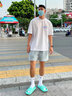 真維斯（Jeanswest）冰絲t恤男短袖夏季冰感運動(dòng)速干衣服青年男士絲光棉寬松大碼半袖  白色（色塊字胸標） XL (180) (不起球不掉色) 曬單實(shí)拍圖