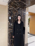 Amerpin國際一線品牌粉色雙面呢羊絨大衣女小個(gè)子2024秋冬中長款毛呢外套 黑色(禮盒包裝+JD送貨上門) XS 適合100斤以下 曬單實(shí)拍圖
