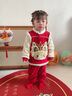 班喜迪兒童漢服套裝秋冬裝女童新年拜年服寶寶周歲禮服男童冬季加絨唐裝 紅色 100 曬單實(shí)拍圖