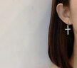 QMXD【免費刻字】十字架耳釘男潮韓版創(chuàng  )意男士耳釘潮男單只耳釘 銀色一對 曬單實(shí)拍圖