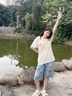 衣然呈品破洞牛仔短褲男夏季薄款水洗寬松美式潮牌炸街設(shè)計(jì)感毛邊五分中褲 藍(lán)色 XL【建議125-140斤】 曬單實(shí)拍圖
