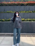 斤慕藍色直筒牛仔褲女美式闊腿窄版高腰寬松百搭顯瘦梨形身材褲子新款 直筒牛仔褲 【M】碼 曬單實拍圖