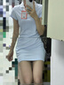 川崎（KAWASAKI）羽毛球服女士運動連衣裙休閑針織專業(yè)羽毛球運動服修身連衣裙 女款針織連衣裙 B2796 淺藍 L 曬單實拍圖