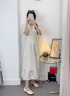 RUIQIUER連衣裙女夏季新款女裝法式氣質(zhì)小香風(fēng)v領(lǐng)收腰顯瘦小個(gè)子裙子夏天 米色連衣裙 M 曬單實(shí)拍圖