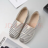 嫻妃老北京布鞋女春季新款一腳蹬懶人平底軟底單鞋透氣帆布鞋媽媽女士 白條紋 36 曬單實(shí)拍圖