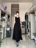 GARNUO赫本風黑色無袖連衣裙子女夏季新款春秋法式茶歇收腰背心吊帶長裙 黑色【無袖】 S 【80-100斤】 曬單實拍圖