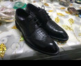 喬銳布洛克雕花尖頭低幫系帶皮鞋真皮男士鱷魚(yú)紋婚鞋商務(wù)正裝男鞋工作 黑色 41 曬單實(shí)拍圖