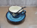 玉泉陶瓷韓式手繪陶瓷咖啡杯套裝歐式簡(jiǎn)約復古出口水杯子咖啡杯 馨蘭咖啡杯碟+勺 曬單實(shí)拍圖