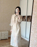 浮云堂.風(fēng)」驚鵲.中式禪意天絲印花旗袍連衣裙女25春夏改良茶服 淡玫瑰灰（無(wú)吊帶） M 曬單實(shí)拍圖