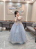 小咔衣濃女童公主裙生日蓬蓬裙兒童主持人晚禮服鋼琴演出服高端花童婚紗夏 高貴藍1591無(wú)袖長(cháng)款 130 曬單實(shí)拍圖