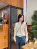 熒蒂（YINGDI）針織衫女春秋季2025新款白色露肩上衣遮肚子顯瘦絕美毛衣女慵懶感 米白色針織衫 M 曬單實(shí)拍圖