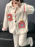 另約珊瑚絨保暖睡衣女士2024秋冬季加絨加厚甜美大碼家居服法蘭絨套裝 A7501 房子卡通貓 L 曬單實(shí)拍圖