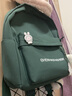 牧瑾ins小背包女雙肩包小清新迷你小書(shū)包大學(xué)生輕便春游簡(jiǎn)約通勤包包 綠色（隨機徽章+腮紅熊）看尺寸 曬單實(shí)拍圖