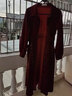 儀纖文藝復古長(cháng)袖燈芯絨純色連衣裙2024秋冬新款甜美顯瘦A字裙子9529 酒紅色 M 曬單實(shí)拍圖