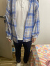 筱質(zhì)磐 格子襯衣女韓系設計感小個(gè)子春夏秋復古百搭寬松襯衫內搭外套女 藍色 M 建議95-105斤 曬單實(shí)拍圖