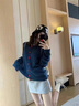 CTOX2024年溫柔甜美風(fēng)愛(ài)心紐扣針織開(kāi)衫女秋季軟糯圓領(lǐng)外搭毛衣短外套 藍(lán)色 均碼 曬單實(shí)拍圖