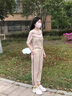 丹珠娜 休閑褲女裝2022年夏季新款廣場(chǎng)舞運(yùn)動(dòng)服套裝女感時(shí)尚顯瘦女士職業(yè)休閑運(yùn)動(dòng)兩件套套裝褲子女夏天 粉色 XL 曬單實(shí)拍圖