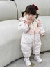 班喜迪嬰兒羽絨服連體衣冬裝嬰幼兒衣服公主女寶寶白鴨絨連帽外出服冬季 粉色 90 曬單實拍圖