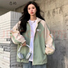 戀的秋季女生外套春秋款女學(xué)生高中初中生棒球服韓版寬松新款秋天衣服 綠色時(shí)尚春秋款 均碼 曬單實(shí)拍圖