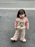 幼歌（YOUGE）嬰幼兒阿克蘇全棉毛衣系列柔軟親膚俏皮小女孩印花套裝 煙灰粉上衣 90 cm 曬單實(shí)拍圖