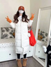 羅蒙（ROMON）羽絨棉服女2025冬季新款加厚韓版寬松顯瘦超長款過膝中戲棉衣外套 米白色 L -115-130斤 曬單實(shí)拍圖