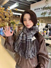 鉑吶苓圍巾女冬季披肩格子女士秋冬保暖女生圍脖送老婆送媽媽新年禮物 氣質(zhì)藍(lán)咖色流蘇圍巾 曬單實(shí)拍圖