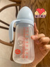 日康（rikang）寬口奶瓶 嬰兒寶寶pp奶瓶 有柄重力球帶吸管奶瓶 藍色 300ml 【9月+】 曬單實拍圖
