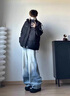 WHIM NASA棉服男款冬季新款潮流休閑加厚保暖棉衣羽面包絨服外套男士青少年 米白色 XL 曬單實(shí)拍圖