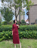 逸紅顔（E.Beauty）風(fēng)華2025秋季新款彈力針織波點(diǎn)老畫(huà)報(bào)日常旗袍女 紅色長(zhǎng)款 M 曬單實(shí)拍圖