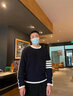 TNOM BIOWHE TB圓領毛衣男打底衫加厚白邊粗織毛衫上衣新款男裝針織衫毛線保暖衣 海軍藍 3/XL 曬單實拍圖