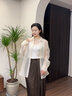 歌力思（ELLASSAY）夏季新款休閑寬松百搭輕薄兩件式防曬長(zhǎng)袖白襯衫女 純凈白 S 曬單實(shí)拍圖