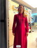固執(zhí)（OBSTINATE）【特價(jià)】紅色連衣裙女裝春季新款訂婚服本命年收腰顯瘦長袖中長裙 棗紅 S 160/80A 曬單實(shí)拍圖