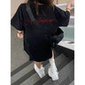 純棉美式復古字母印花短袖t恤女夏季寬松設計感半袖上衣潮牌高街 黑色【純棉重磅】 L （100-120斤） 曬單實(shí)拍圖