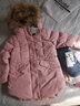 HAZZYS品牌童裝女童冬新款羽絨服三防保暖連帽簡(jiǎn)約中長(cháng)款羽絨服 淺粉 120 曬單實(shí)拍圖
