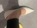 瑜尚臻品高跟鞋女細(xì)跟不累腳工作單鞋婚鞋伴娘鞋2024秋5厘米主持尖頭法式 米白色 5cm [皮料、質(zhì)量全面升級(jí)] 36 曬單實(shí)拍圖