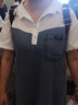 clotho Rennie品牌女裝牛仔拼接連衣裙女2025夏季新款韓版氣質寬松顯瘦POLO領裙 白拼藍 M 曬單實拍圖