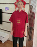 俞兆林（YUZHAOLIN）唐裝男中國風(fēng)爺爺奶奶情侶夏季父母短袖套裝爸爸過壽星生日中老年 刺繡福 紅色【上衣】 XL /41 男【建議140-160斤】 曬單實拍圖