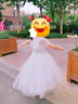 apfelbaum女童生日公主裙花童婚紗裙白色蓬蓬紗小女孩晚禮服兒童鋼琴演出服 白色前短后長(cháng) 1901 130 曬單實(shí)拍圖