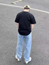 胖胖兄短袖t恤男寬松純棉潮流夏季男士半袖大碼打底體恤男圓領(lǐng)印花上衣 黑色 L （130-145斤） 曬單實(shí)拍圖