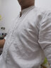 極麻日系基礎立領(lǐng)長(cháng)袖亞麻襯衫男士休閑寬松青年夏季薄款襯衣 白色 XXL 曬單實(shí)拍圖