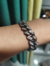 致末（ZHIMO）古巴手鏈滿(mǎn)鉆男款潮牌嘻哈美式男士男生飾品鈦鋼 黑色18cm合金款 110-140斤內 曬單實(shí)拍圖