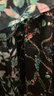 玖姿·安娜蔻【草目系列】印花圍裹式收腰雪紡連衣裙女春款 花丈青 2XL 曬單實拍圖