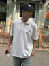 CLOR休閑T恤男士潮流POLO領(lǐng)上衣夏季薄款寬松打底衫短袖PL02白色L 曬單實(shí)拍圖