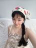 槿城春秋韓版時尚針織鉤花鏤空三角巾女甜美可愛少女風花朵頭巾潮R032 米色【大草莓三角巾】 曬單實拍圖