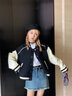VEGA CHANG棒球服外套女2025春季新款設計感寬松顯瘦美式夾克上衣 棒球黑 M 曬單實(shí)拍圖