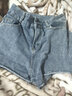 淺色牛仔短褲女夏新款高腰顯瘦寬松闊腿a字超短褲外穿熱褲潮 藍色 M 曬單實(shí)拍圖