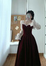 閃動(dòng)少女（SHANDONGSHAONV）敬酒服新娘小個(gè)子酒紅色平時(shí)可穿紗袖2024新款訂婚回門(mén)晚禮服裙女 酒紅色 中長(cháng)款 XS 曬單實(shí)拍圖