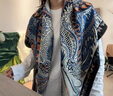 RORONOA真絲羊毛大方巾輕奢絲毛圍巾女氣質(zhì)百搭時髦多功能圍脖披 棕色君妃花園 105*105cm 曬單實拍圖