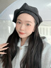 虔生緣黑色貝雷帽女2024春秋天新款大頭圍百搭顯臉小ins風畫家報童帽 黑色【秋冬毛呢款】 曬單實拍圖