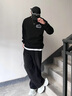 Shelley Jones加絨加厚直筒牛仔褲男秋冬季新款ins美式復(fù)古寬松潮流休閑長褲子 黑色加絨 XL [建議130-145斤] 曬單實拍圖